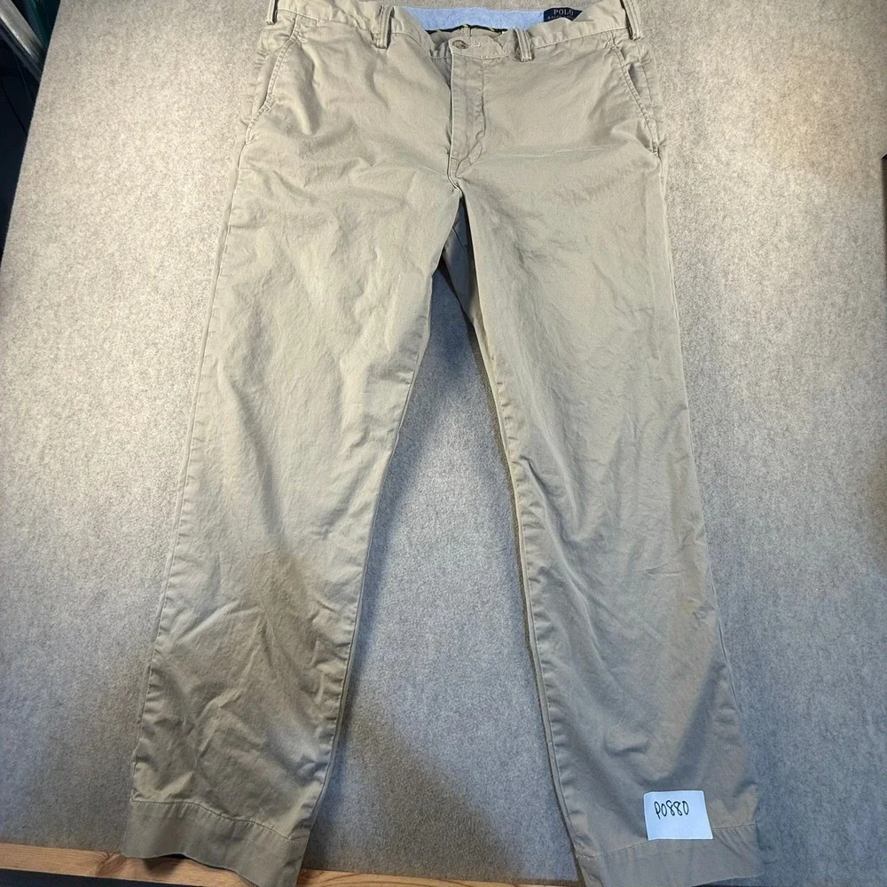 Polo Ralph Lauren Mens 38x30 Stretch Straight Fit Khaki Chino Pants Tan
